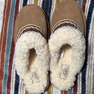 UGG Brown and Cream Shearling Slippers